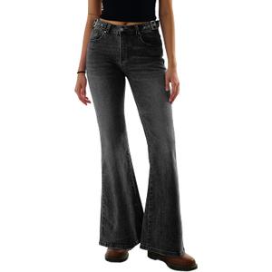 EMMIOL Women's Flare Jeans High Waist Stretch Bootcut Denim Pants (Black)