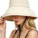 Women-Sun-Hat Safari-Sun-Protection-Bucket Fishing-Hat UV Protection Hiking (Beige)