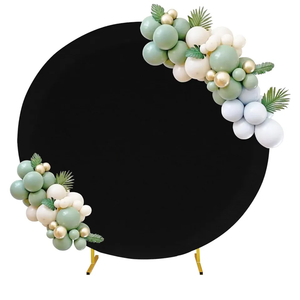 6.6FT Round Spandex Fitted Wedding Arch Cover for Circle Arch Stand, Thick Spandex Fabric Adjustable Round Arch Backdrop Cover for Wedding Birthday Party Baby Bridal Shower Decor（Black）