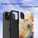 Compatible with iPhone 15 Plus Case, Hybrid 2-Layer Case Shockproof Anti-Scratch for Girl Women Boy Men, Floral Waves for iPhone 15 Plus