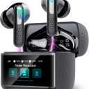 Wireless Earbuds with Touch Screen, Bluetooth 5.4 Headphones, ANC/ENC Noise Cancelling, 48H HiFi Stereo Bluetooth Ear Buds with 5 EQ Modes, Transparency Mode, IPX7 Earphones, Black