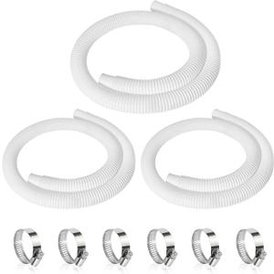 3 Pcs 1.25" Pool Hose, 59" Long Accessory Pool Pump Replacement Hoses, Compatible with All Above Ground Pool Filter Pumps that Use 1 1/4 Diameter Hoses