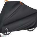 Puroma Bike Cover for 1 bike, 420D Outdoor Waterproof Bicycle Covers Rain Sun UV Dust Wind Proof with Lock Hole for Mountain Road Electric Bike (Black & Orange) (79'' L x 28'' W x 43'' H)