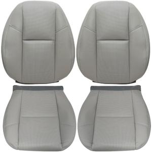 GXARTS Front Driver and Passenger Side Bottom & Top Lean Back Replacement Perforated Leather Seat Cover Light Gray Fit for Cadillac Escalade Fit for Chevy Suburban Tahoe GMC Sierra Yukon 2009-2014
