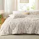 Bedsure King Comforter Set - Beige Bed Set, 3 Pieces Cute Floral Bedding, 1 Soft Botanical Flowers Comforter and 2 Pillow Shams