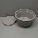 Large Flower Pots 4-Pack, Grey Plastic Planters with Drainage Hole & Tray, Indoor Outdoor Modern Plant Pots for House Plants, Garden, Patio, Office Home Decor