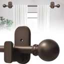 TKZTKZ Curtain Rods No Drilling for Windows 32 to 60 Inch:No Drill Small Bronze Curtain Rod with Adhesive Brackets for Bedroom,5/8" Apartment Renter Friendly Adjustable Drapery Rods Easy Install