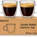 Mfacoy Glass Double Wall Insulated Espresso Cups (Set of 2), 5.4 oz Shots Cup with Handle, Insulated Glasses Mugs, Small Coffee Cups, Shot Glass