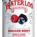 Waterloo Sparkling Water, Summer Berry Naturally Flavored, 12 Fl Oz Cans (Pack of 12) Zero Calories and Zero Sugar or Sweeteners