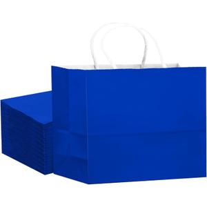 Qiqee 24PCS Large Gift Bag with Handles Bulk 13"x4.5"x10" Gift Bags Diamond Blue Bags Multiple Uses (32x11x25cm,Wide Large)