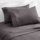 Amazon Basics 400 Thread Count 100% Cotton Pillow Cases, Soft, Wrinkle Resistant, Sateen Weave, Standard Size, 30" x 20", Dark Gray, Set of 2
