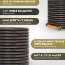 CADEGUO Pressure Washer Gun and Hose Kit, 4800PSI Flexible & Kink-Resistant - Steel Braided & Durable High Power Washer Hose 25 FT with 3/8" Swivel Quick Connector and M22 14mm Adapters & 5 Nozzles