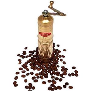 Sozen 7" Manual Coffee Grinder Brass  Hand Crank Burr Mill for Turkish Coffee, French Press, Espresso, Camping & Home Use  Portable Coffee Bean Grinder, Adjustable Conical Grinder
