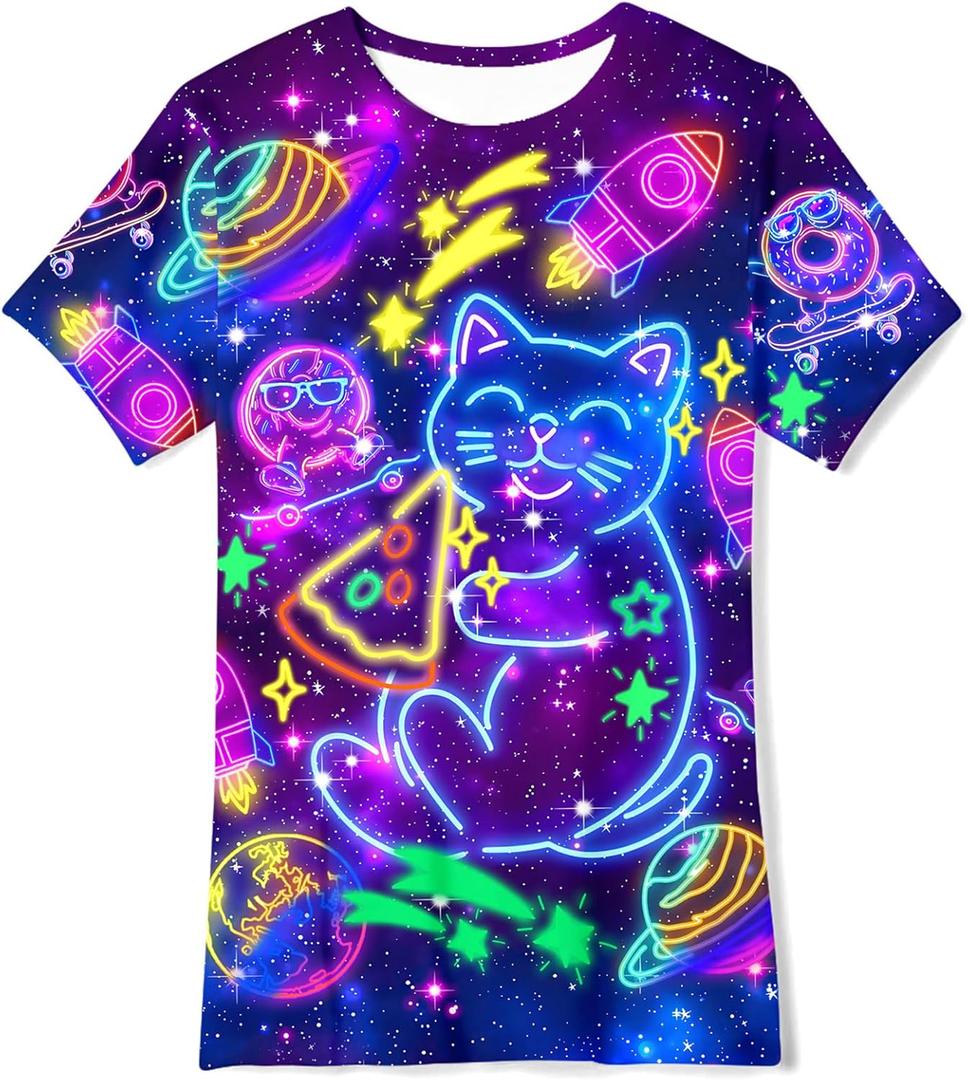 Kids Funny Graphic Polyester Colorful T Shirt for Boys Girls Size 4-14