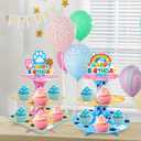 3-Tier Cartoon Blue Dog Cupcake Stand, 2 Sets Cardboard Cake Stands, Dessert Tower Holder, Cartoon-Themed Birthday Decoration, Baby Shower Party Supplies
