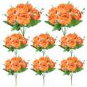 Ovveroche 8 Pack Orange Peonies Artificial Flowers, Fall Fake Silk Hydrangea Bouquet for Bridal Wedding Home Table Decor Reusable Dining Opening Ceremony Birthday Arrangement Faux Floral