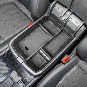 HGWEI Center Console Organizer Compatible with VW Atlas and Cross Sport 2018 2019 2020 2021 2022 2023 Accessories, Interior ABS Armrest Storage Box Insert Tray (Not Fit 2024 2025), Black