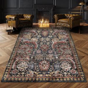 Washable Area Rugs - Perfect for Living Room, Bedroom, Kids Room, Nursery - Stain & Water Resistant Non-Slip, Pet & Child Friendly, Vintage Tribal Area Rugs (Rust, 4' x 6') (4' x 6' (Rectangular))