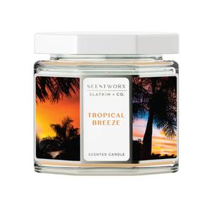 Scent WorX Tropical Breeze, Scented Candle with SeaGrass, Marine Spray, Jasmine, and Island Orchid.