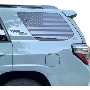 Rear Window American Flag Decal Fits Toyota 4Runner 5th Gen 2010-2017 2018 2019 2020 2021 2022 2023 2024, Precut Back Side Window Glass USA Flag Vinyl Sticker Accessories(Matte Black)