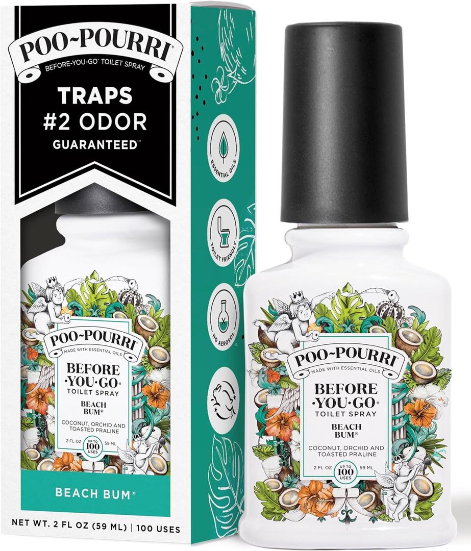 Poo-Pourri Before-You-Go Toilet Spray, Beach Bum, 2 Fl Oz - Coconut, Orchid and Toasted Praline (Packaging May Vary)
