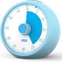 Visual Timer 60-Minute, Kids Timer for Homeschool Desk, Time Management Tools with Silent Operation, Timer for Kitchen Office Classroom (Blue)