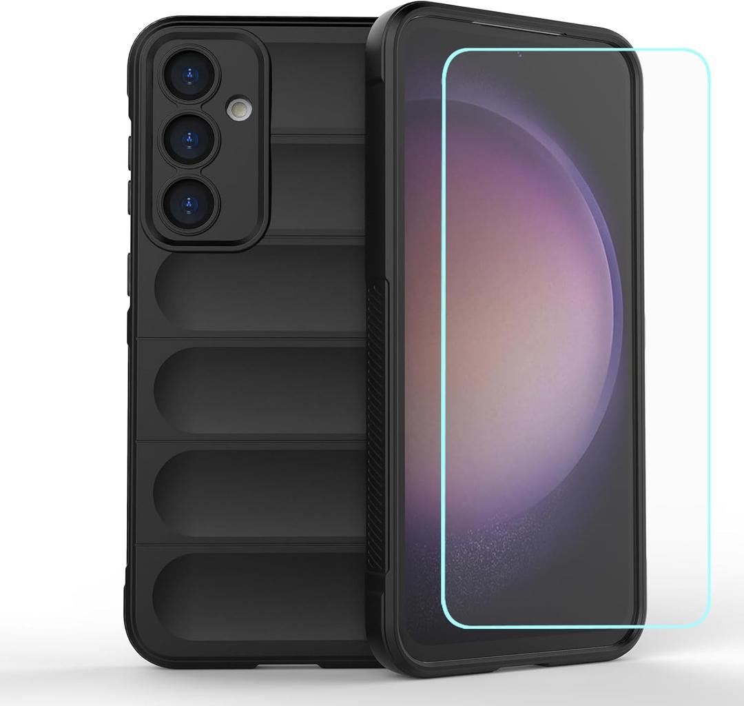 Case for Samsung S24 Plus Galaxy S24 Plus Transparent Flower Phone Case Soft Silicone Thin Shockproof Anti-Scratch Protective Phone Cover for Samsung Galaxy S24 Plus,Black White Checkered