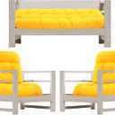 Wenqik 5 Pcs Outdoor Wicker Chair Cushions Set with 1 Loveseat 44 x 19 in Weatherproof and 4 U Shaped Cushions for Wicker Patio Furniture Porch Swing Bench Seat Sofa Couch(Yellow)