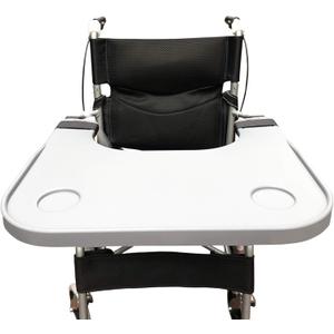 Wheelchair Tray Table with Cup Holder, Removable Lap Tray, Portable Wheelchair Desk Accessories for Eating, Reading, Resting, Fits Width of Armrests of 16" - 20", Gray