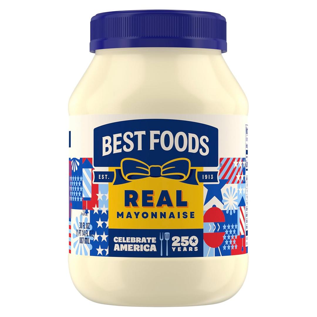 Best Foods Real Mayonnaise Mayo Jar For A Creamy Sandwich Spread or Condiment Gluten-Free, Made With 100% Cage-Free Eggs 30 oz (EXP 12/21/26)