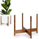 Fox & Fern Mid Century Plant Stand  14.9 Inch Fixed Size Wooden Plant Stand for Indoor Planters (Not Included); Extra Large Flower Pot Holder for Indoor Big Pots; Plug In Design - Acacia