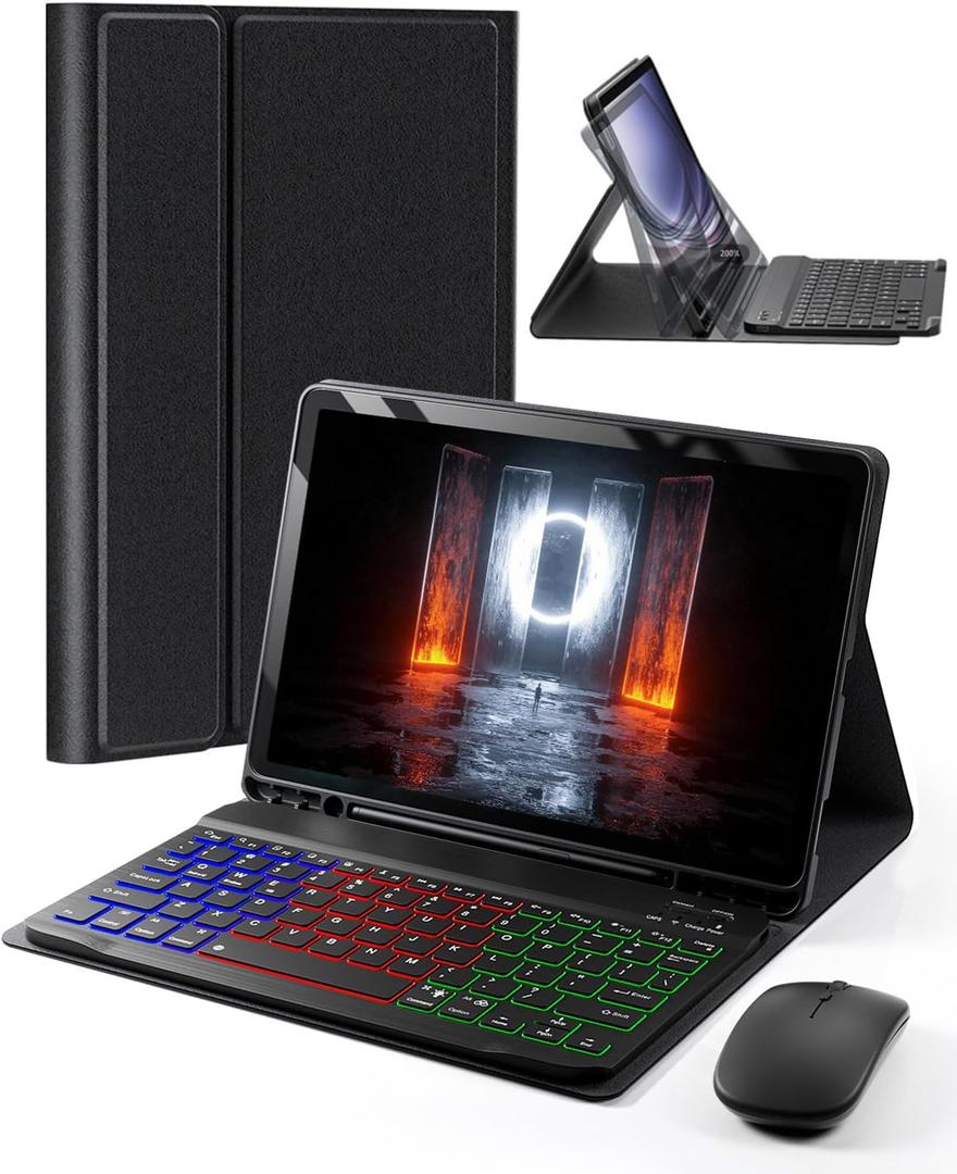 Case Keyboard for Tab A9+ Plus Tablet 11" Samsung Galaxy Tab A9+ 2023 11-inch Dazzle Magic Keyboard Backlit Built-in Pencil Holder with Mouse Black (SM-X210/X215/X216/X218)