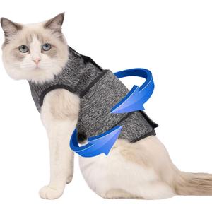 Coppthinktu Cat Anxiety Jacket, Anxiety Vest for Cats, Cat Anti Anxiety Vest, Shirt for Cat, Cats Calming Wrap Vet Recommended Calming Solution Vest for Fireworks, Travel, Separation (Medium, Grey)