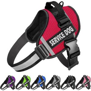 JSXD Dog Harness,No-Pull Service Dog Harness with Handle Adjustable Outdoor Pet Dog Vest 3M Reflective Nylon Material Vest for Breeds,Easy Control for Large Dogs