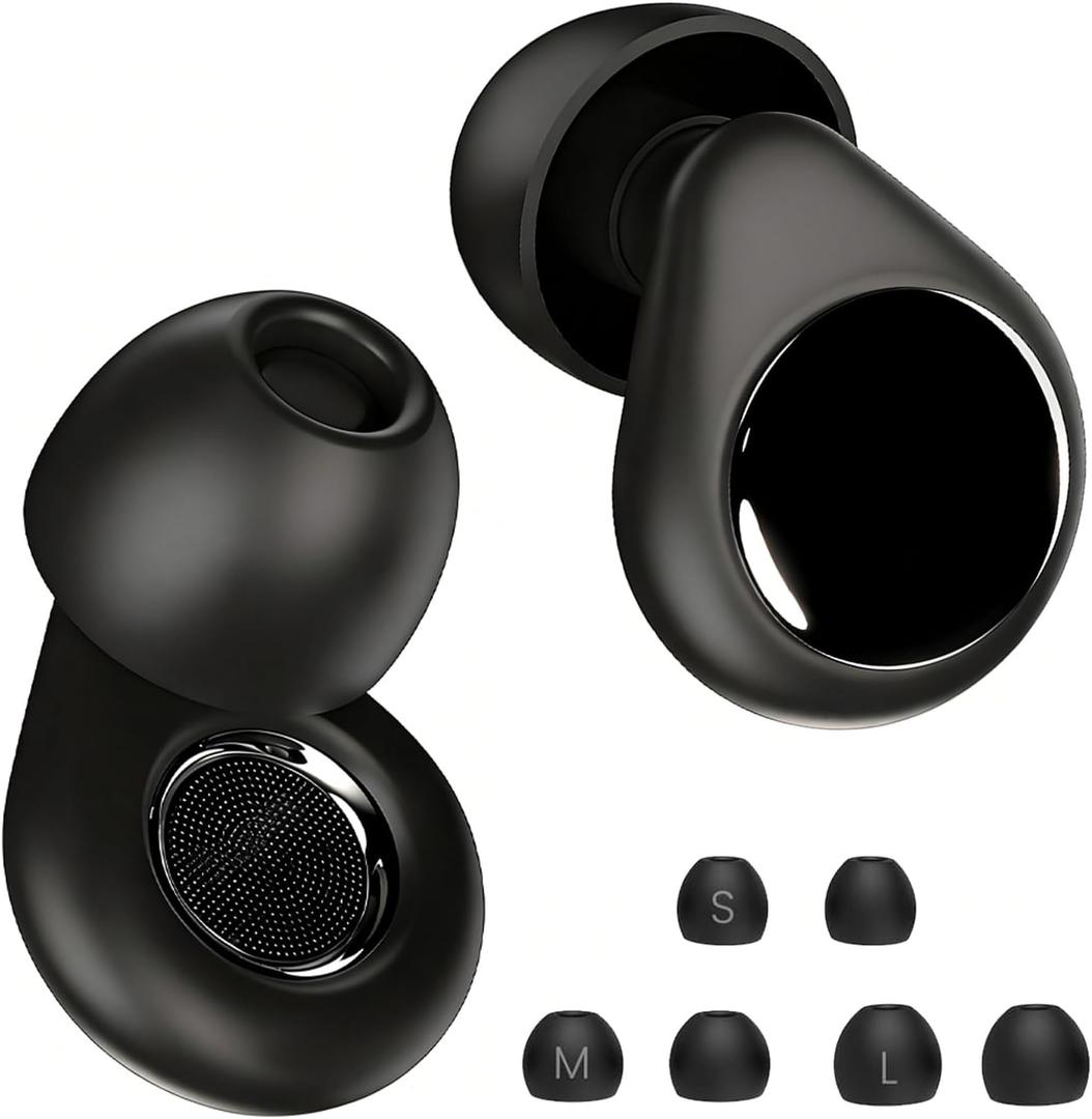 Ear Plugs for Sleeping, 45dB Noise Cancelling & Reusable Silicone Earplugs - Noise Reduction for Snoring, Concerts, Airplane Travel, Side Sleepers, Includes 6 Tips (Obsidian) (Black)
