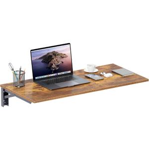 Need Wall Mounted Desk - Heavy Duty Folding Work Table Length 36" Width 20"/Small Space Hanging Desk Perfect Addition to Home/Office/Kitchen & Dining Room Rustic Brown AC15-9050FG-ND, L36" * W20"