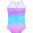 Bathing Suits for Girls Size 5-6 Years Old Mermaid Scale Pattern One Piece Swimsuit Fitted Summer Beach Swimwear