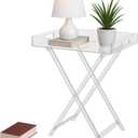 Acrylic Folding Table Acrylic Folding Tray Table Clear Small TV Stand for Living Room Bedroom Office Study Modern Butler Side Table TV Tray with Handles (Single-Tier)