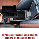 Muslogy for Maverick Center Console Organizer Tray 2 Layers Armrest Storage Box Secondary Insert Tray ABS Material Pickup Interior Accessories Compatible with Ford Maverick 2022 2023 2024 (Black)