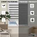 Cordless Zebra Blinds for Indoor Windows Free-Stop Zebra Shades Dual Layer Light Filtering Sheer Shades Roller Window Blinds for Home (26" W X 72" H, Grey)