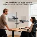 WALI Laptop Pole Mount, Adjustable Laptop Arm Holder Fits 10"-15.6" Laptops, 2-in-1 Full Motion Monitor Mount with Removable Tray, VESA 75x75 or 100x100 mm, Holds up to 15.4lbs(011ARMLPN), Black