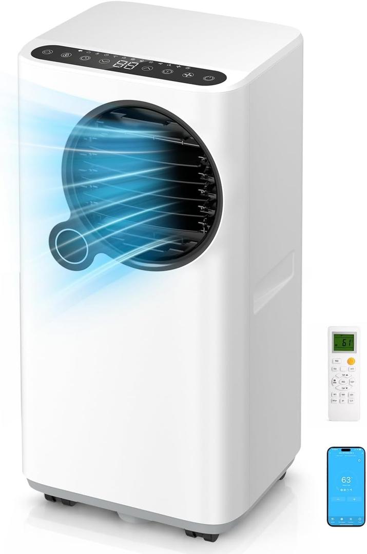 Portable Air Conditioners 16000 BTU 6-in-1 Smart AC Unit with WiFi App for Large Rooms up to 750 Sq. Ft., Quiet 45dB Sleep Mode 24H, Child Lock, Dehumidifier Fan, Perfect for Home