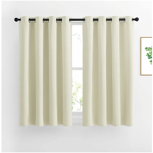 NICETOWN Half Window Curtains for Bedroom - Silver Grommet Modern Thermal Insulated Home Decor Window Coverings for Nursery/Flat, Beige, W52 x L54, Set of 2