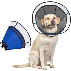 Upgraded Dog Cone Collar for Dogs After Surgery, Soft Breathable Pet Recovery Collar with Double Layer M, Blue