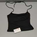 REORIA Women's Sexy Halter Backless Double Lined Tank Top Y2k Trendy Camisole Crop Tops (Black, Small)