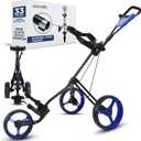 SereneLife Golf Push Pull Cart Lightweight, Foldable, Bag Holder with Adjustable Handle, Caddy Accessories, Compact Folding Golf Trolley for Travel