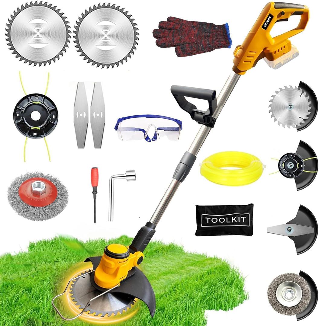 Electric Weed Wacker Cordless for Dewalt 20V Battery, 4 in 1 Weed Eater Battery Powered, 1300W Lightweight Cordless Weed Wacker, Brush Cutter for Lawn, Yard and Bush Trimming (No Battery) (Orange)