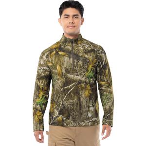 Realtree Men's 1/4 Zip Performance Pullover with Mock Neck, Realtree Edge, Large