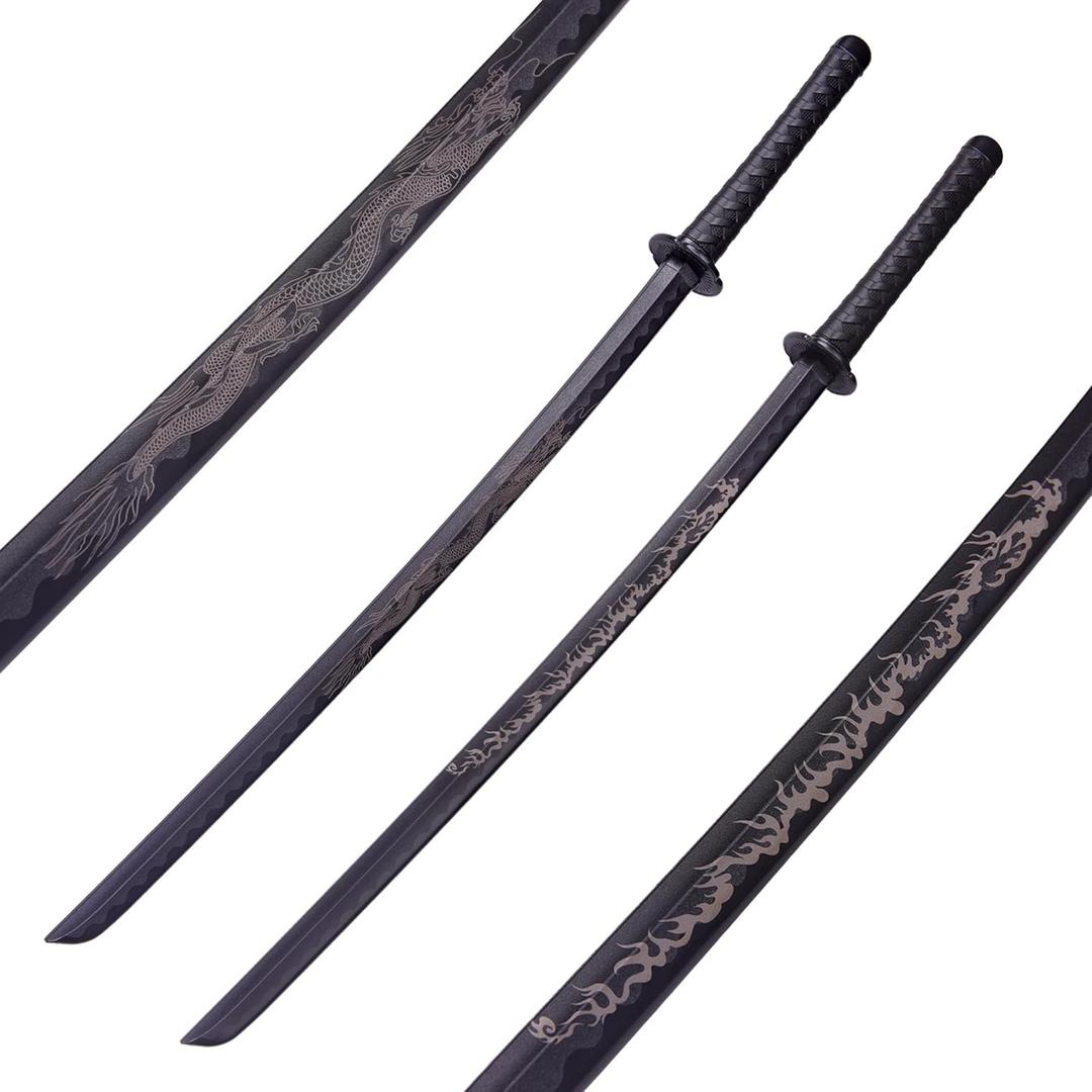 Polypropylene Katana Sword - Japanese Training Samurai Sword, Blunt Longsword, Martial Arts Practice Katana for Men and Women, Cosplay Sword, Safe, Easy, Fun, Durable (Dragon+Fire) Polypropylene Katana Sword - Japanese Training Samurai Sword, Blunt Longsword, Martial Arts Practice Katana for Men and Women, Cosplay Sword, Safe, Easy, Fun, Durable (Dragon+Fire)