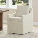 KISLOT Upholstered Dining Chairs Set of 1, Washable Cover Modren Deskchair with 4 Casters & Hidden Storage for Dining Room, Living Room, Home Office, Beige, 1 Box